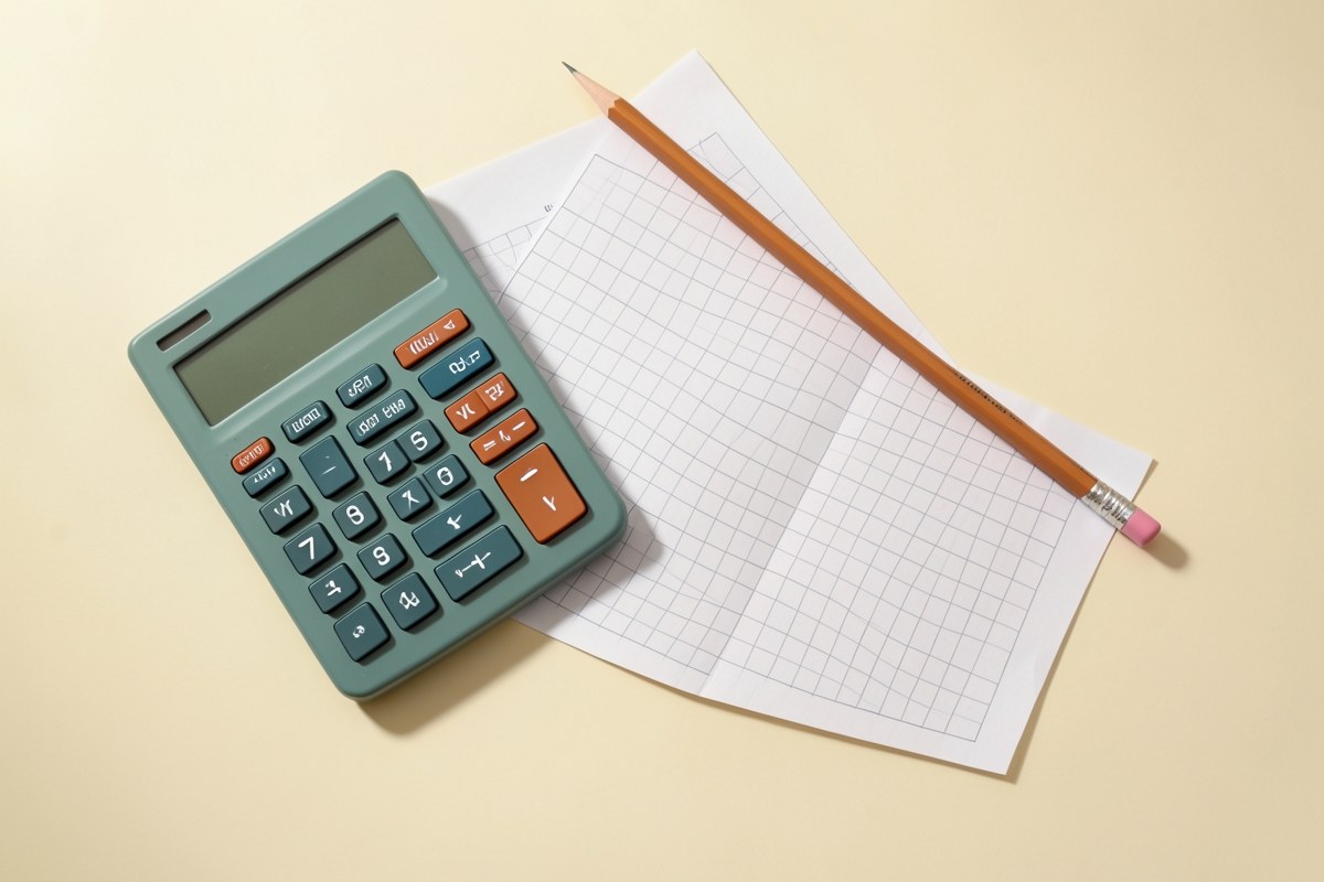 A calculator and a pencil rest on a financial worksheet with grids, suggesting careful repayment planning.