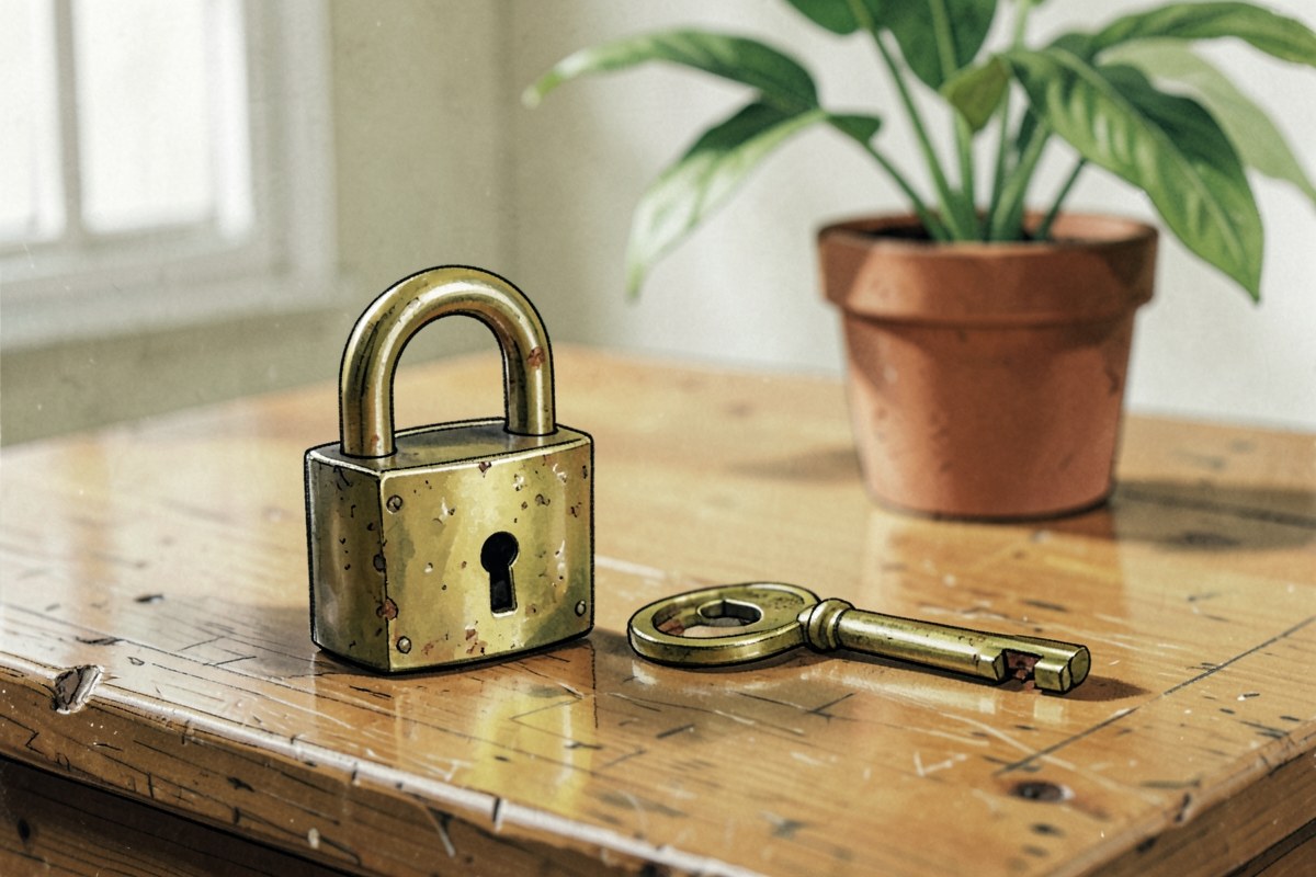 A lock and key on a desk, representing data protection and privacy.